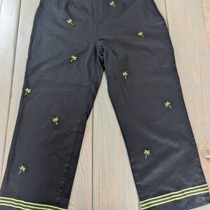 Bamboo Traders Palm Tree Embroidered Cropped Pants Size 8